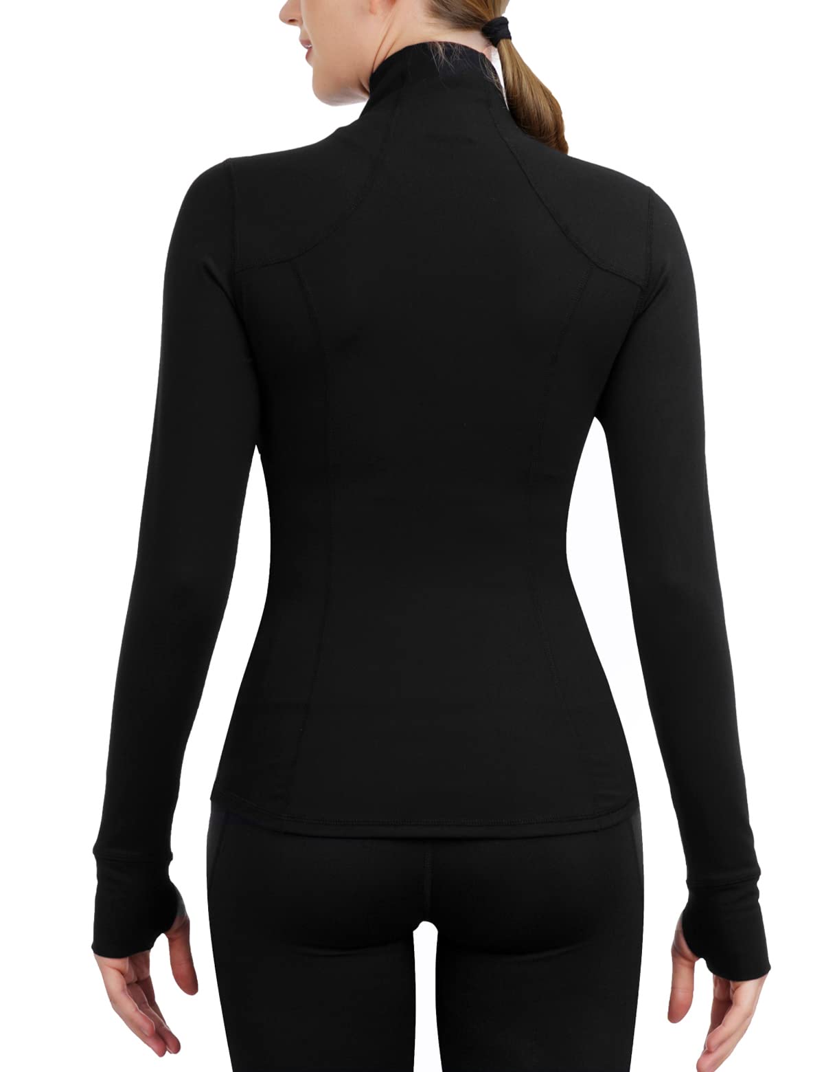 Qualidyne Women's Slim Fit Yoga Jacket - Full Zip Athletic Running Jacket with Turtleneck for Workouts | Perfect for Yoga, Gym & Outdoor Activities