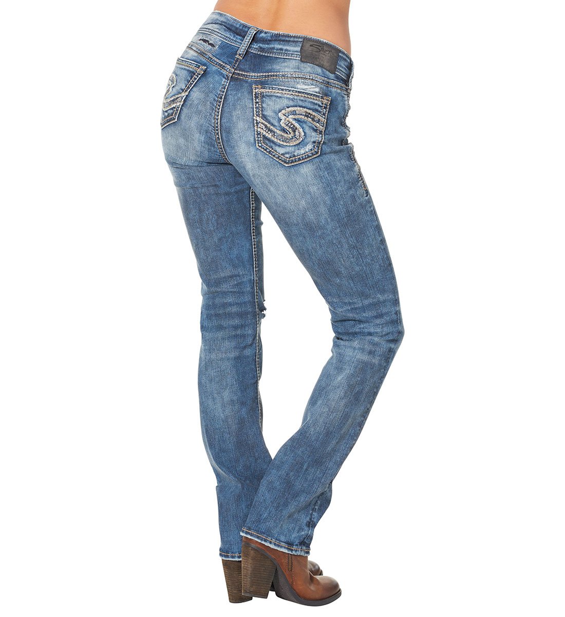 Silver Jeans Co. Women's Suki High Rise Slim Leg Jean - Stretchy Denim Pants for Everyday Comfort | Perfect for Work, Casual Outfits & Date Nights
