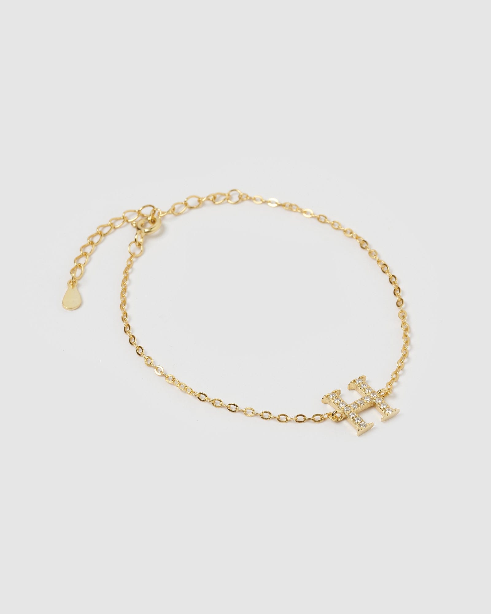 Izoa Crystal Letter H Bracelet Gold - Elegant Initial Jewelry for Women, Perfect for Gifts, Parties & Everyday Wear