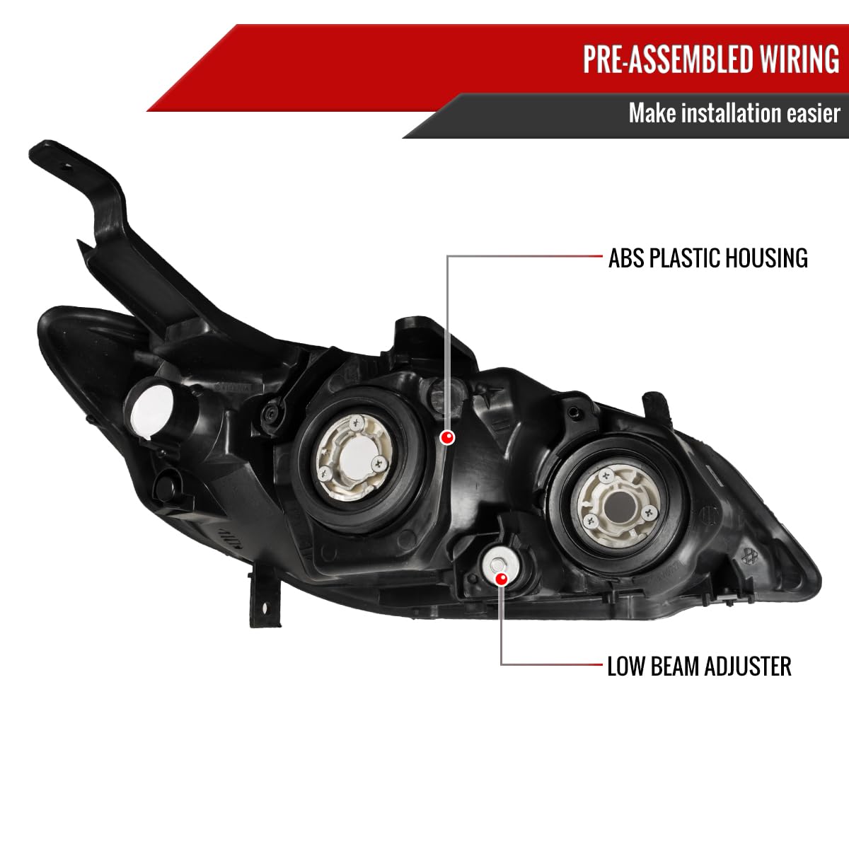 04-05 2Dr/4Dr Black Headlights Driving Lamps - High Performance Replacement Headlights for Improved Night Visibility - Perfect for Off-Roading, Night Driving & Car Upgrades