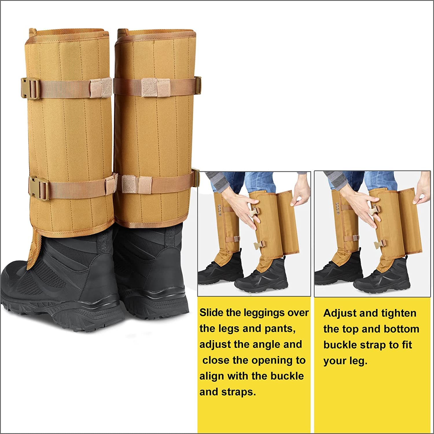 QOGIR Snake Gaiters 3 Pack - Durable Snake Proof Leg Protection for Men & Women | Hunting, Hiking & Outdoor Activities | Lower Leg Snake Bite Guards for Safety