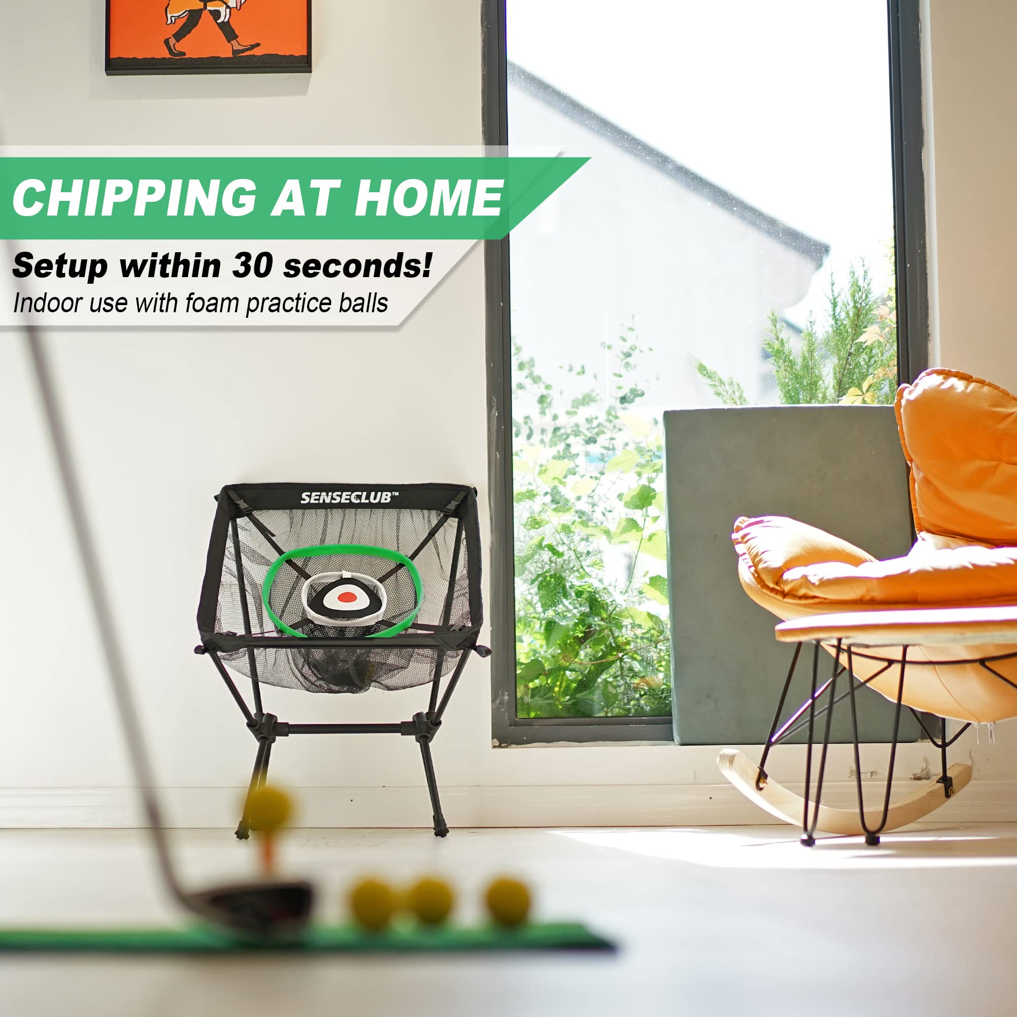 Premium Golf Chipping Net & Practice Green Set - Backyard Training Net with Mat, Target & Balls - Perfect for Outdoor Golf Games, Gifts & Backyard Practice