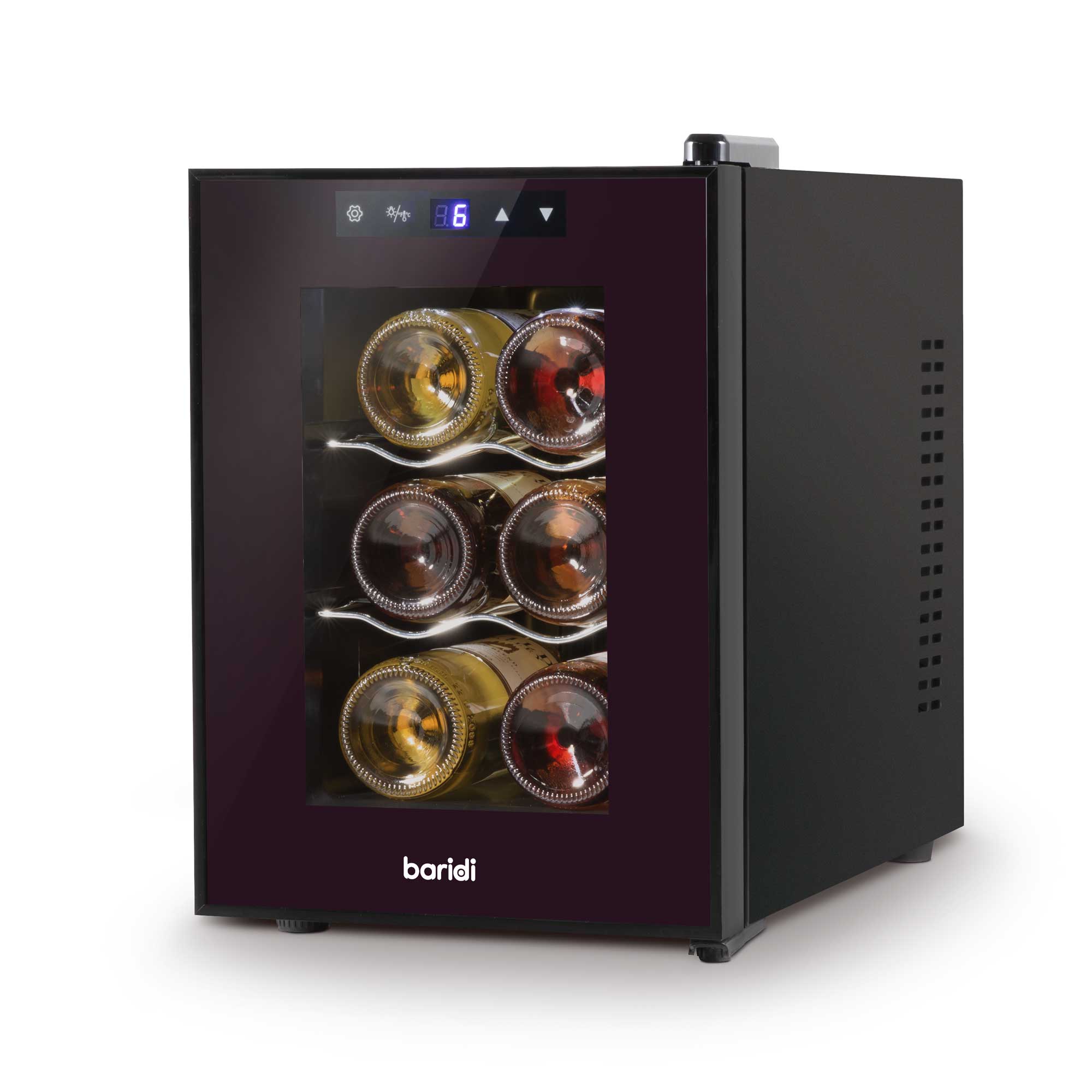 Baridi 6 Bottle Thermoelectric Wine Cooler with Touch Controls - Compact Tabletop Design (5-18°C Temperature Range) | Perfect for Home Bars, Kitchen Countertops & Small Spaces