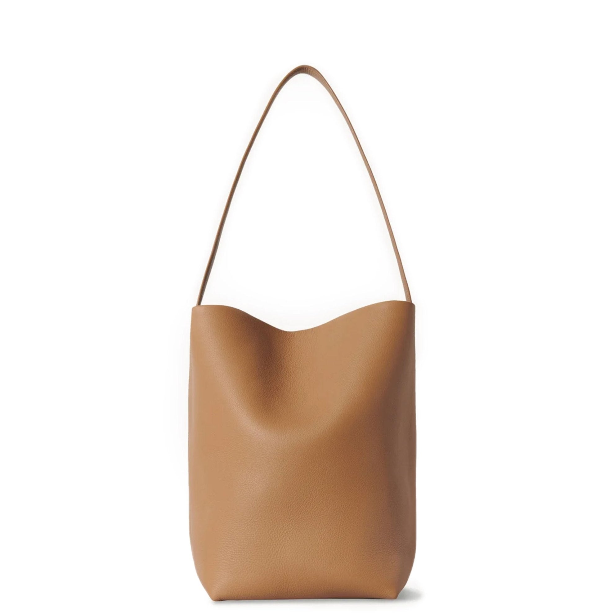 Premium Leather Park Tote Bag - Medium Size, Grain Texture, Warm Cinnamon Color - Perfect for Work, Travel & Everyday Carry