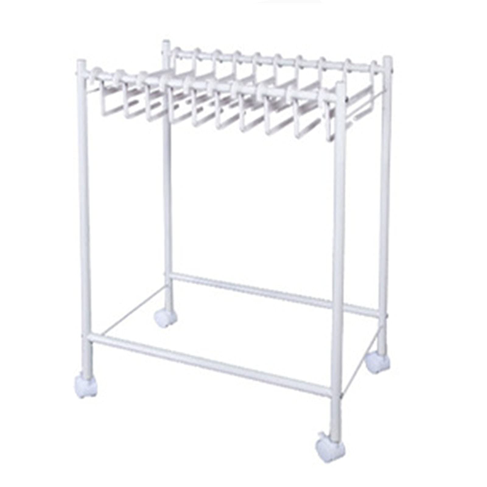 Space Saving Rolling Pants Rack - Adjustable Jeans & Scarf Hanger Organizer with Wheels for Closet, Bedroom, Laundry Room - White Floor Standing Movable Trouser Storage for Men & Women