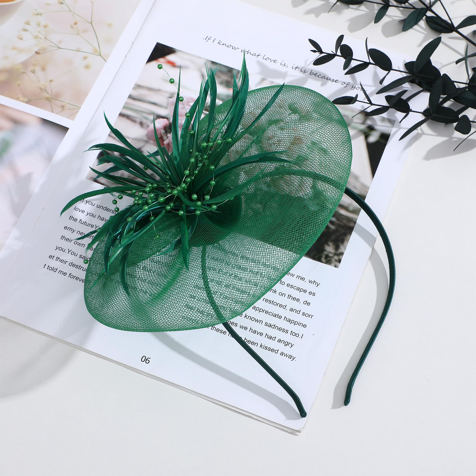 Elegant Black Fascinator Hat with Flower & Feather for Women - Derby Tea Party, Cocktail Wedding Headband, Women's Fashion Headwear - Perfect for Bridal Showers, Garden Parties & Formal Events