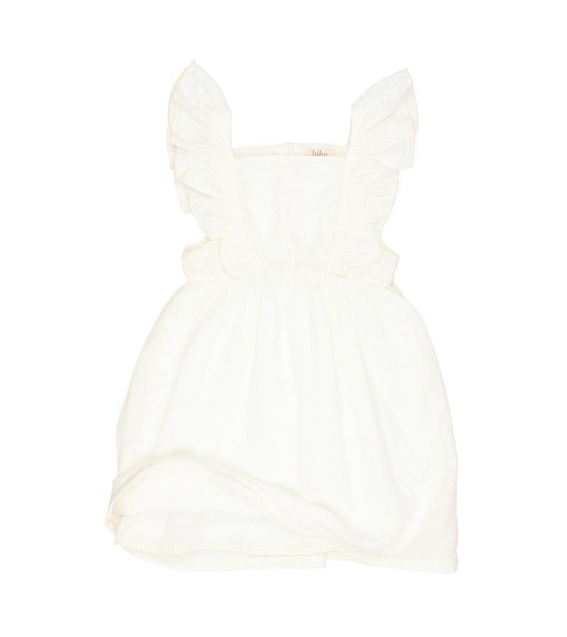 Buho Girls' Ecru Jacquard Dress - Elegant Floral Embroidery for Special Occasions, Parties & Family Gatherings