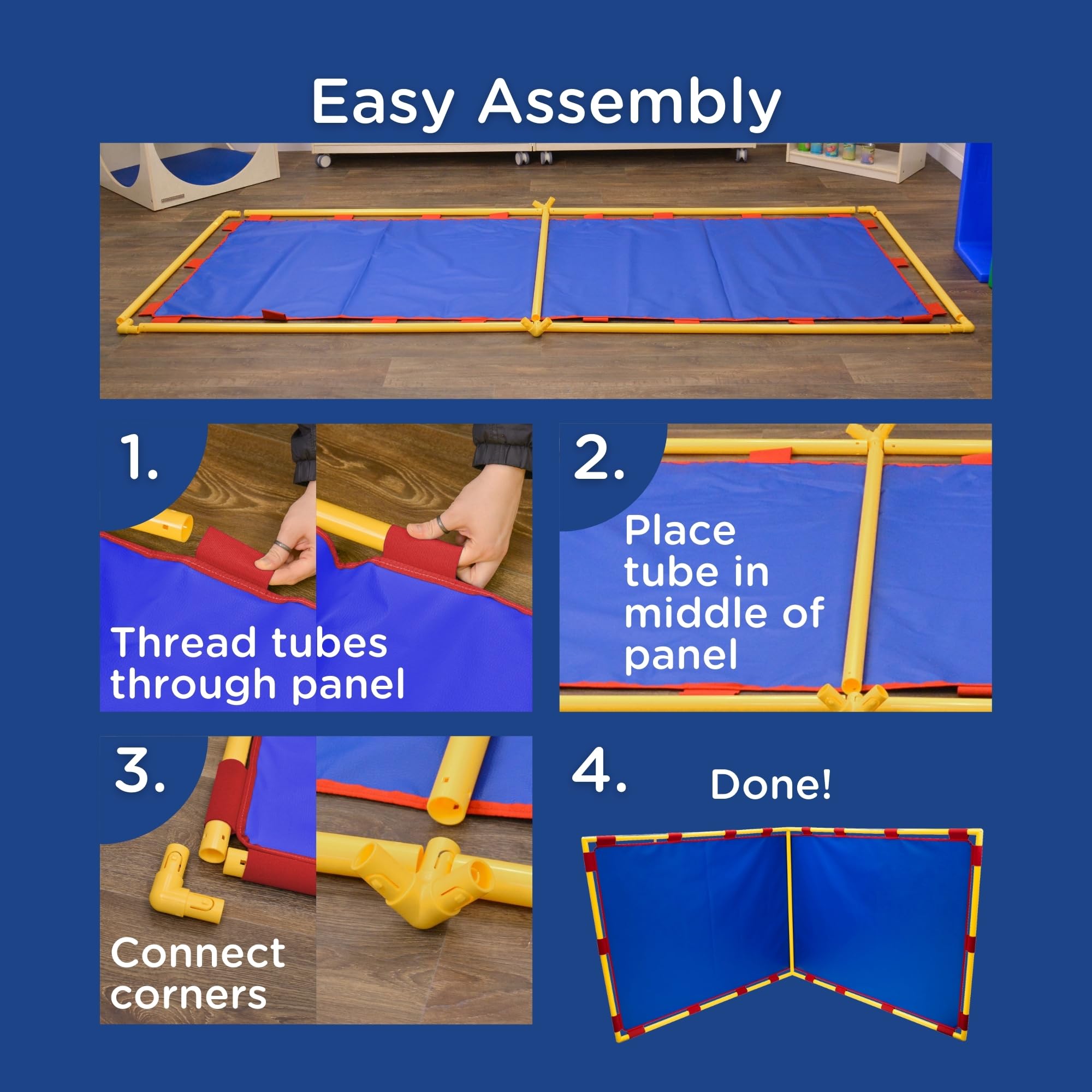 Children's Big Screen Right Angle PlayPanel - Kids Room Divider & Classroom Privacy Screen in Blue | Perfect for Daycares, Preschools & Homeschool Learning Spaces