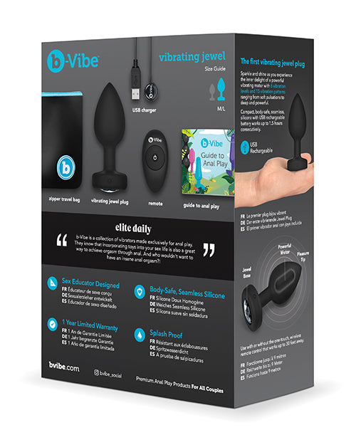 B Vibe Rechargeable Vibrating Anal Plug with Remote Control - Medium/Large Size, Body-Safe Silicone, Black | Perfect for Couples Play & Solo Exploration