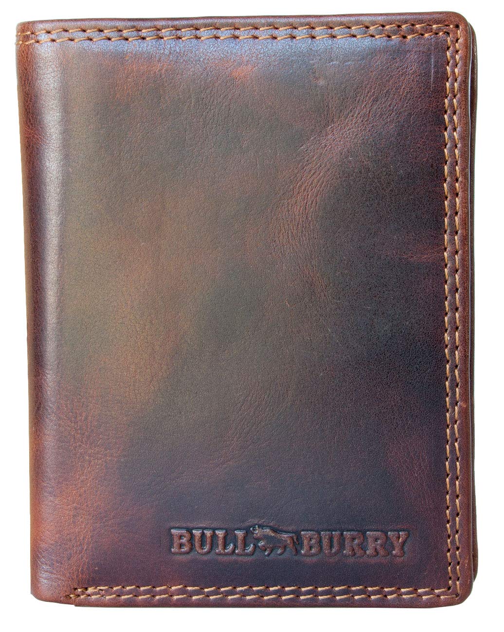 Men's Brown Glazed Genuine Leather RFID Blocking Wallet - Bullburry Premium Bifold Wallet for Men with Data Protection - Perfect for Everyday Carry, Travel & Gift Giving