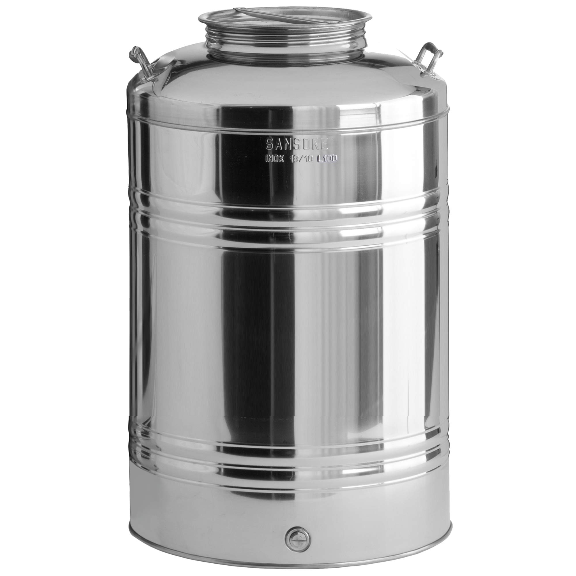 Sansone 26.4 Gallon (100 Liter) Stainless Steel Water Dispenser with Spigot - Silver | Outdoor, Camping, Party, Home & Office Water Storage Solution