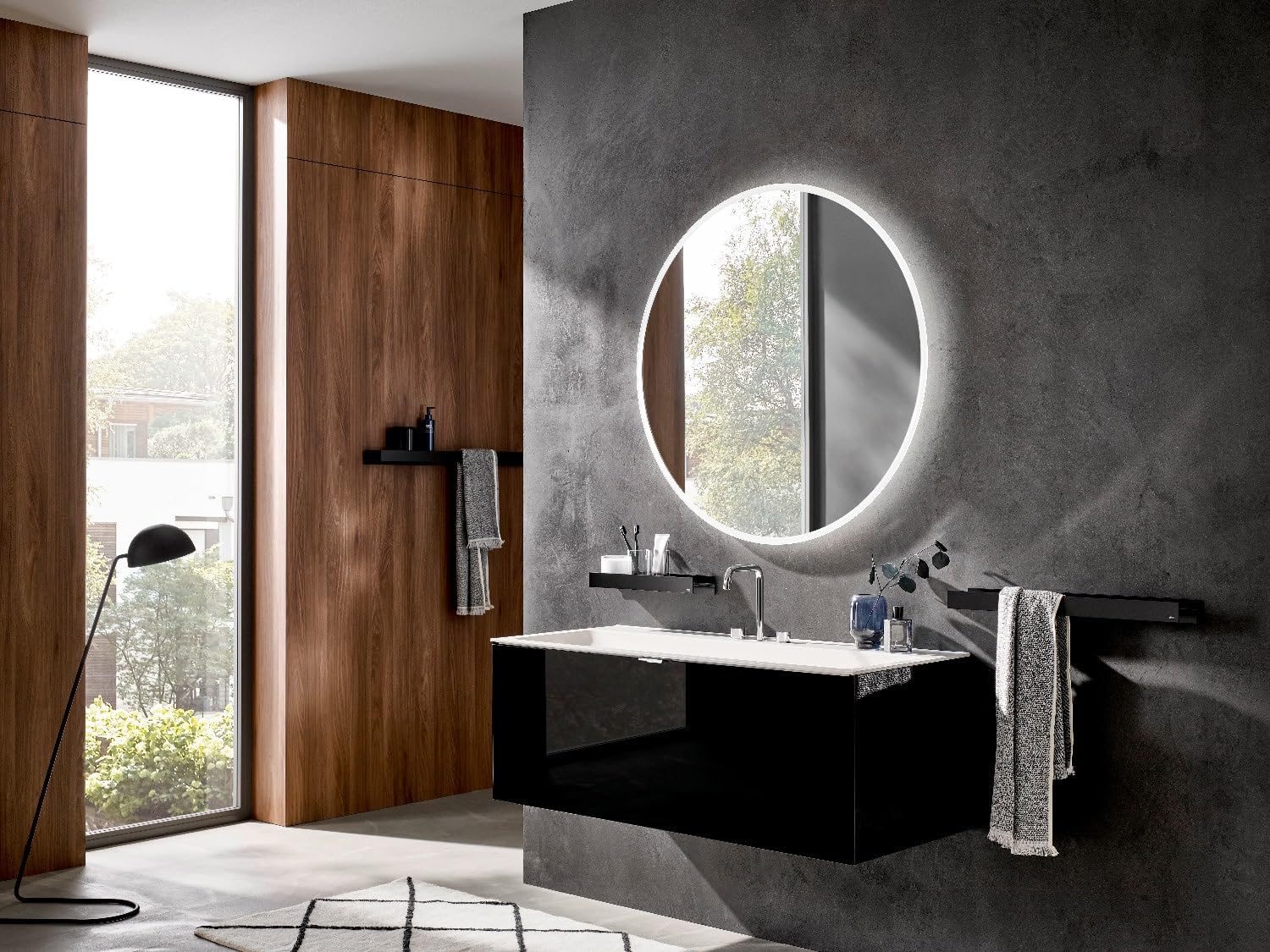 Premium Aura Wall Mounted Towel Rail - Stylish Aluminum Bathroom Towel Holder for Towels & Clothes | Space-Saving Drying Solution for Small Bathrooms & Laundry Rooms | Matte Black Finish