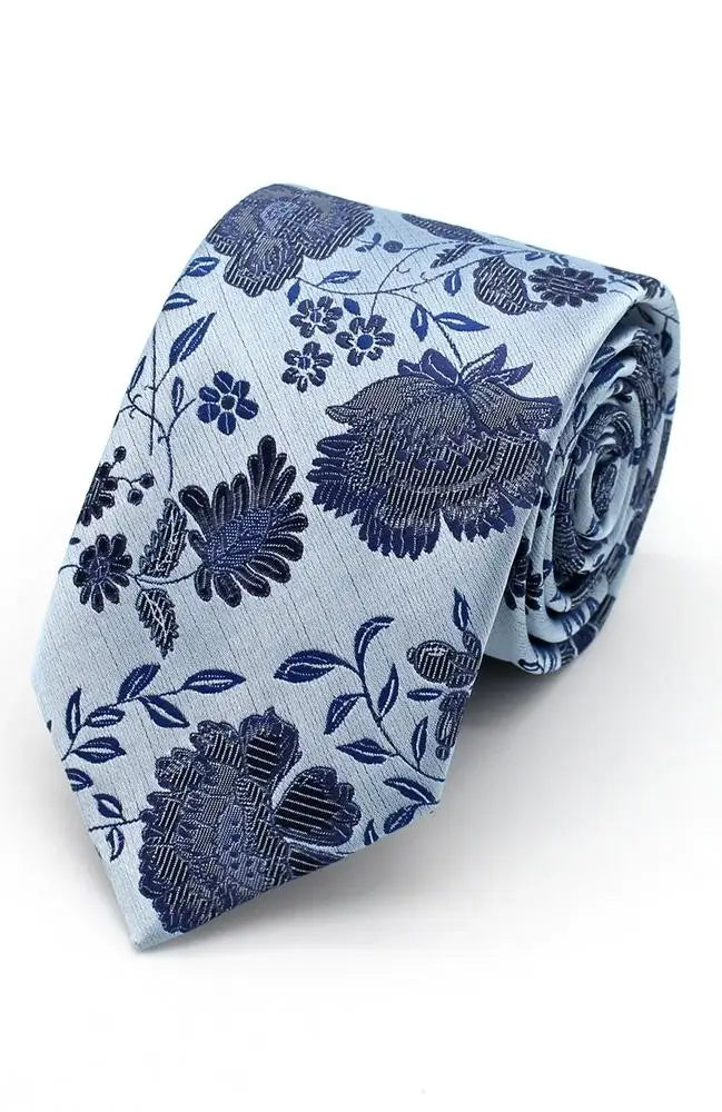 LA Smith Floral Woven Wedding Tie for Men - Elegant Silk Necktie for Groom, Bridal Party & Formal Events - Perfect for Weddings, Prom & Business Occasions