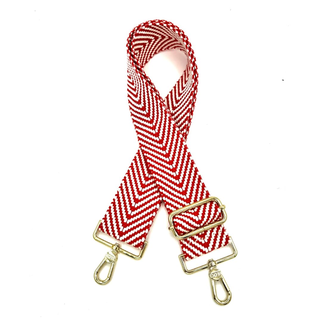 Adjustable Woven Crossbody Bag Strap Replacement - Wide Shoulder Purse Strap for Handbags (Red & White) | Perfect for Daily Commute, Shopping & Travel Accessories