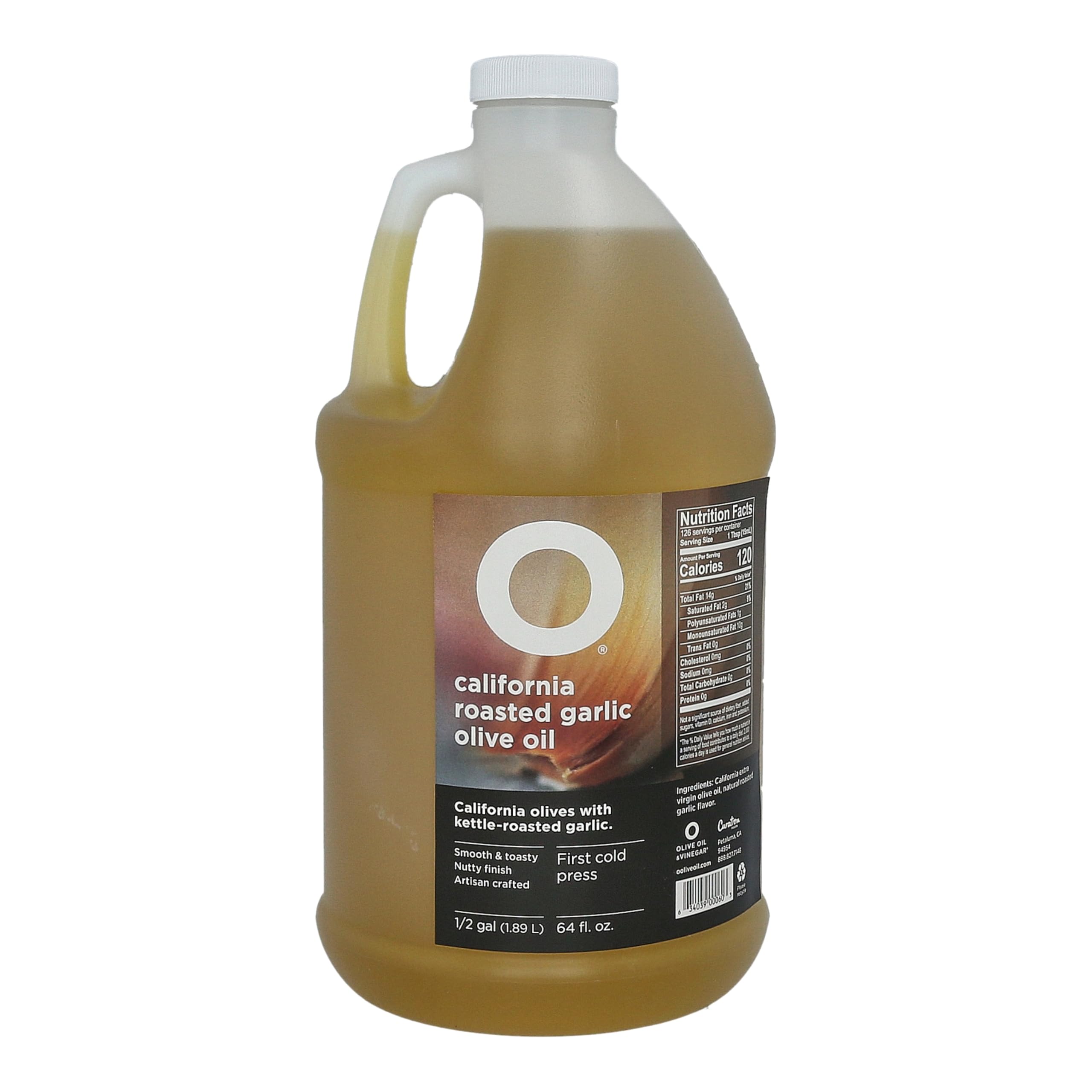Premium California Extra Virgin Olive Oil with Roasted Garlic - 0.5 Gallon, Artisan Kettle Roasted, Handcrafted in Sonoma | Perfect for Cooking, Salad Dressings & Gourmet Recipes