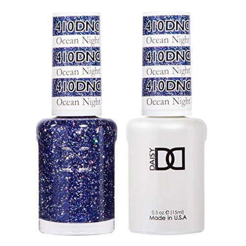 DND Duo Gel & Matching Polish Glitter Set 410 - Ocean Night Star | Long-Lasting Nail Art Kit for Manicure & Pedicure | Perfect for Parties, Weddings & Special Occasions