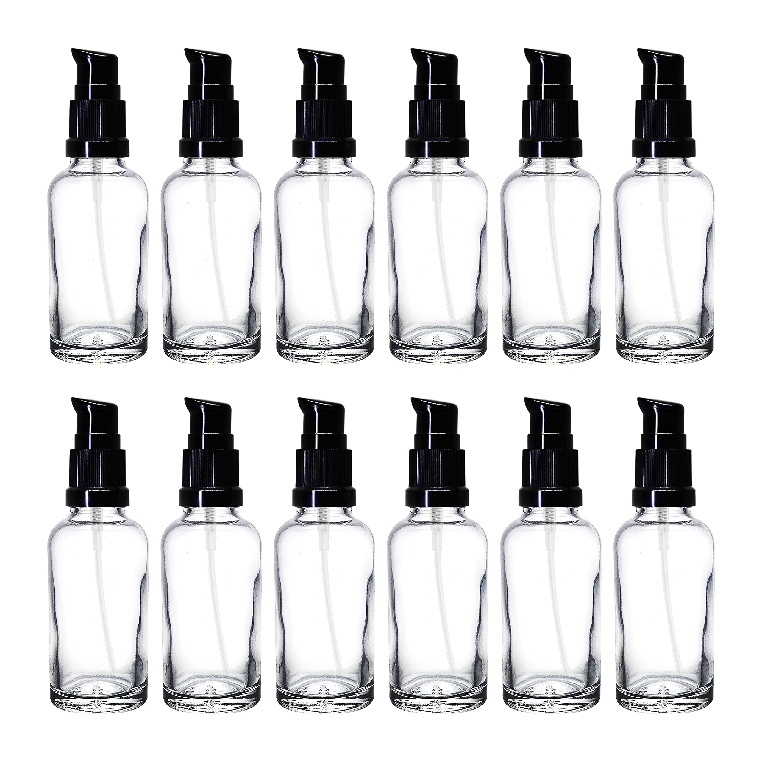 30ml Clear Glass Bottle with Pump for Essential Oils & Skincare - Pack of 12
