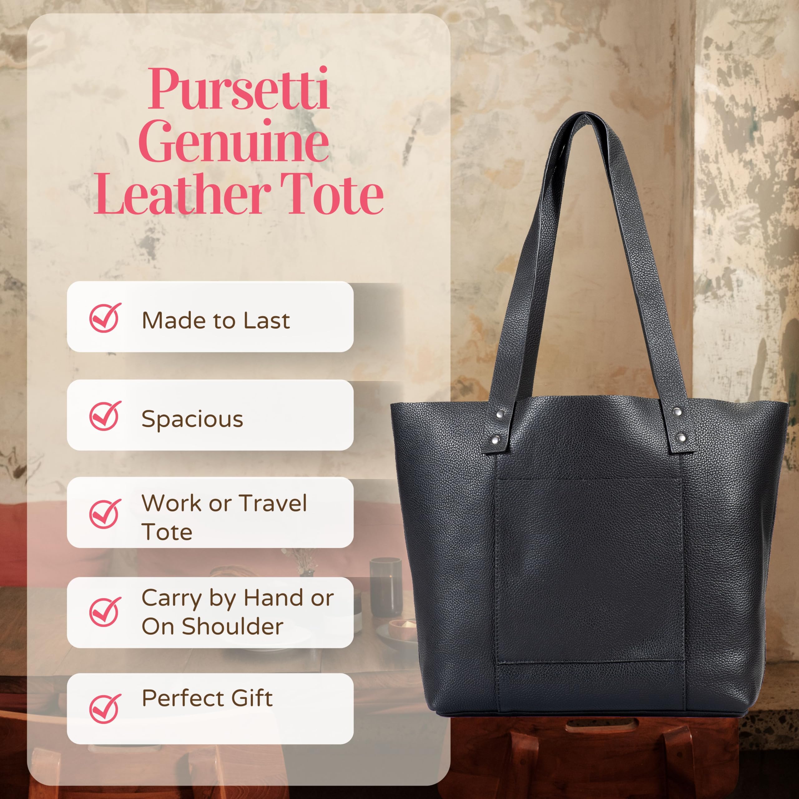 Genuine Leather Tote Bag for Women - Stylish & Durable Handbag for Work, Travel & Everyday Use | Perfect Office Commute, Weekend Getaway & Shopping Companion
