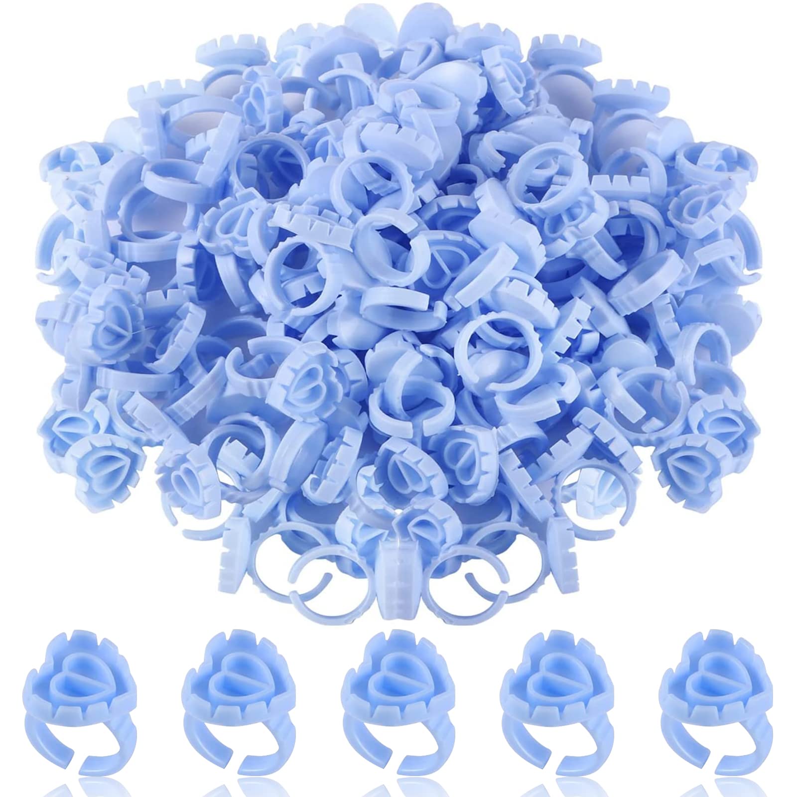 300Pcs Heart-Shaped Lash Glue Rings for Eyelash Extensions - Adhesive Holders for Lash Fan Blossom, Microblading & Nail Art | Perfect for Professional Makeup Artists & DIY Beauty Enthusiasts