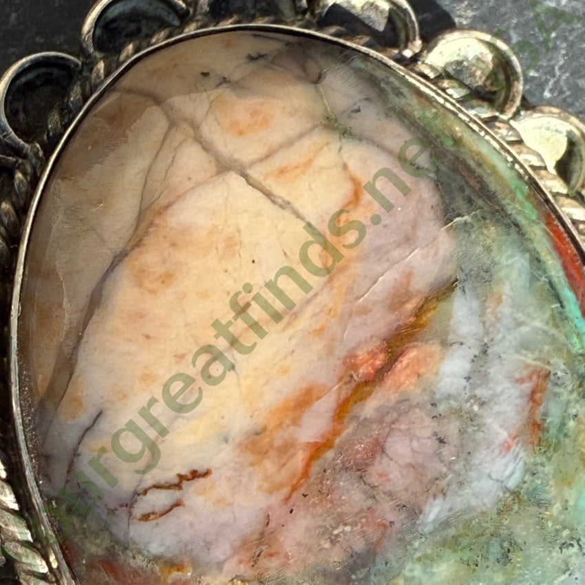 Authentic Vintage Navajo Large Agate Pendant - Handcrafted Sterling Silver Jewelry with Signature - Perfect for Boho Fashion, Southwest Style & Gift Giving