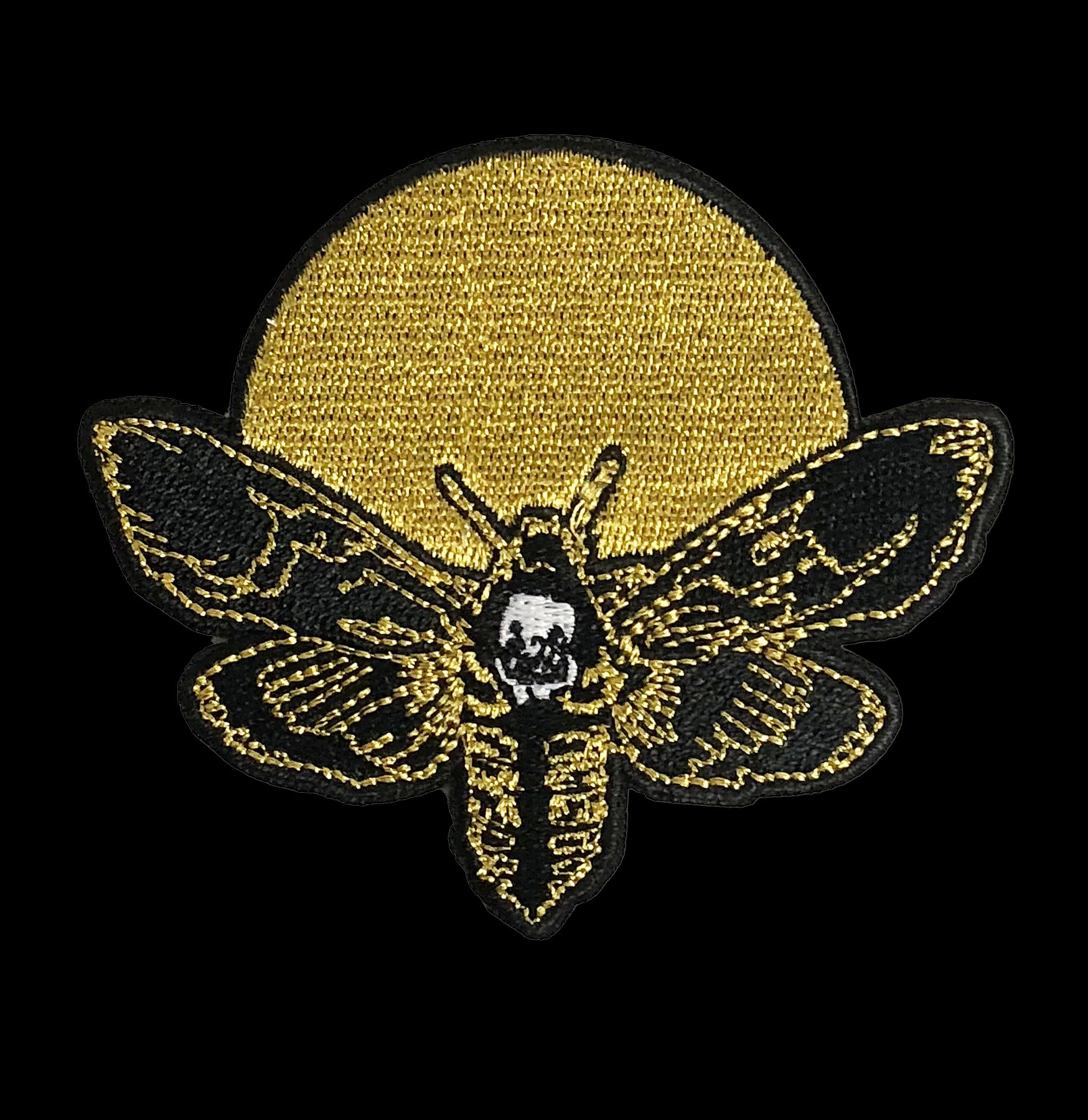 Moth and Moon Embroidered Iron-On Patch - Unique Gothic Aesthetic for Jackets, Backpacks & DIY Crafts