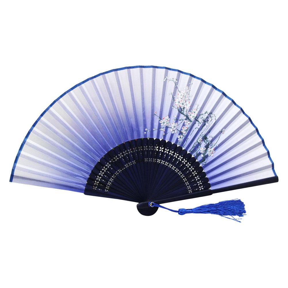 Chinese Handheld Silk Flower Bamboo Folding Fan - Portable Pocket Fan for Weddings, Parties, Gifts & Home Decor (Random Color) | Traditional Asian Style Cooling Accessory for Summer, Travel & Special Events