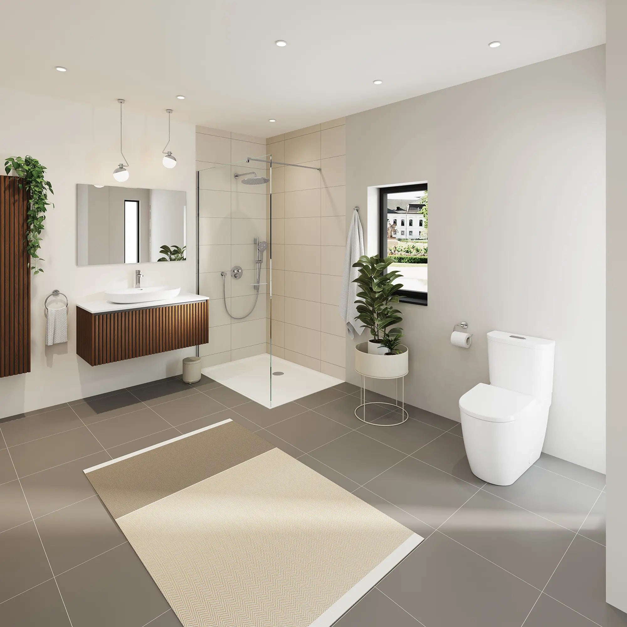 GROHE RAINSHOWER SmartControl Thermostatic Dual Function Round Shower Kit - Luxury Rainfall & Hand Shower Combo for Spa-Like Bathroom Experience