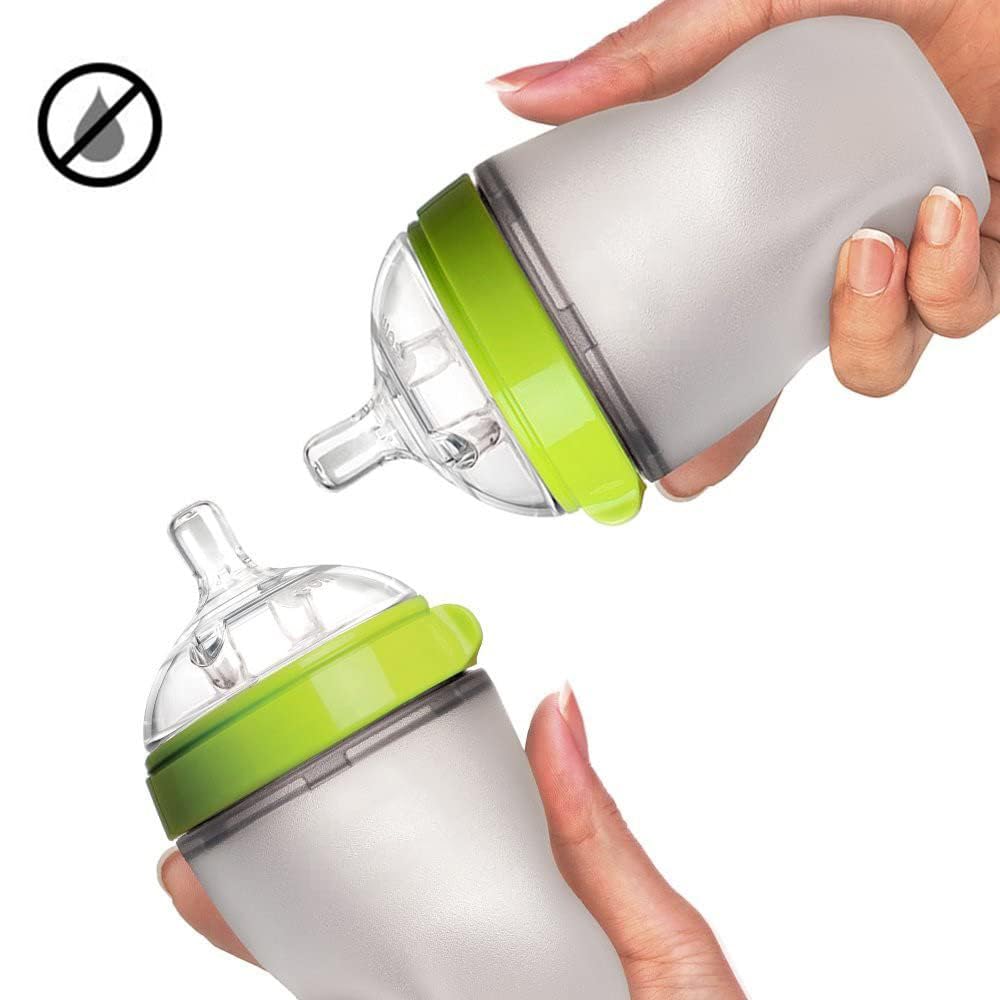 Comotomo Baby Bottle Collar Rings Replacement - 4 Pack Green Silicone Neck Rings for Comotomo Feeding Bottles | Perfect for Travel, Daycare & On-the-Go Feeding
