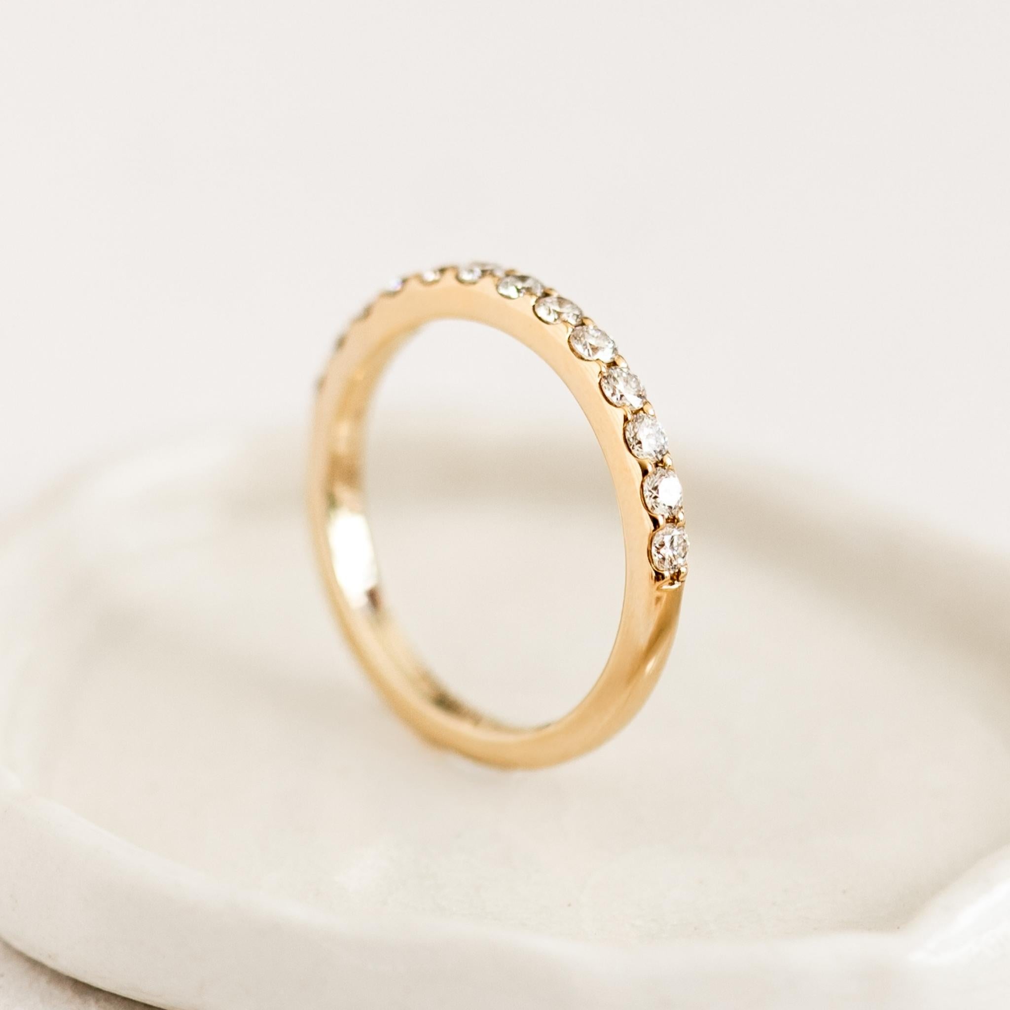 14K Gold Diamond Half Eternity Ring for Women - Elegant Wedding Band, Anniversary Gift & Promise Ring - Perfect for Engagements, Valentine's Day & Special Occasions