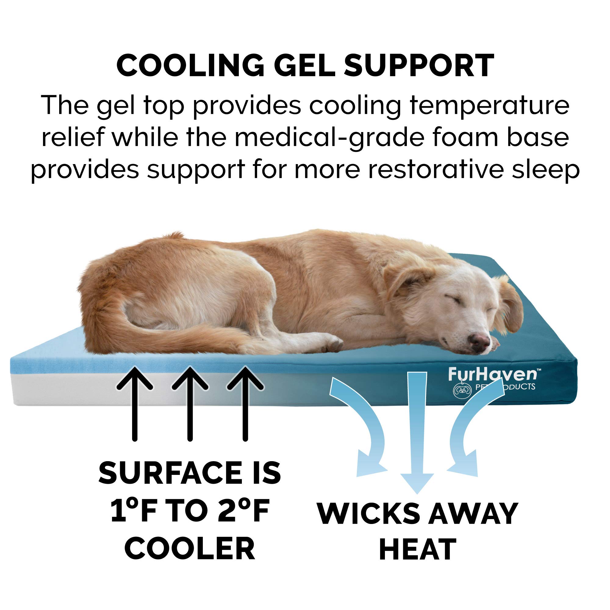 Furhaven Water-Resistant Cooling Gel Dog Bed for Large Dogs – XXL (53