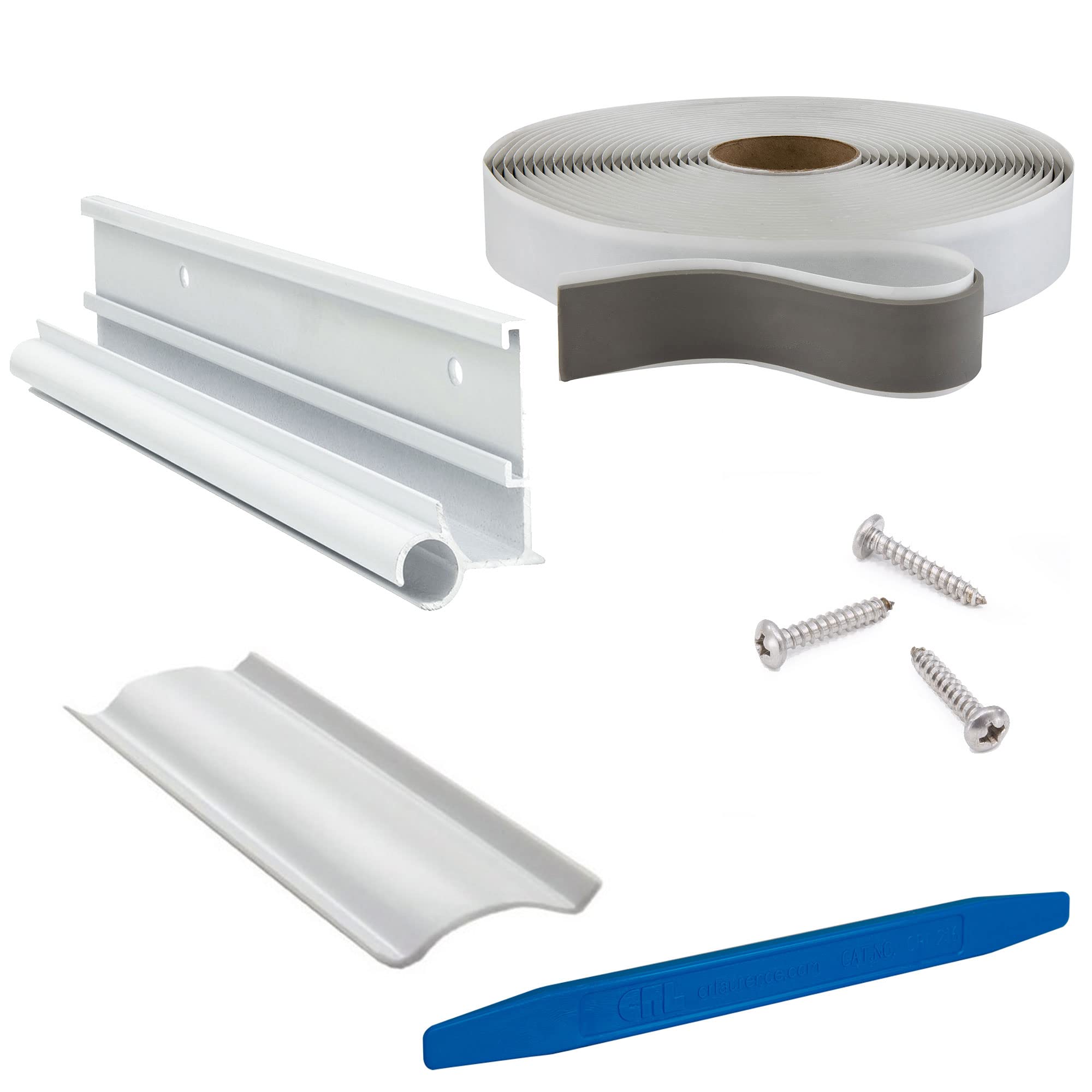 RecPro RV Awning Trim with Gutter - Durable Aluminum Trim Kit (Black/White, 92