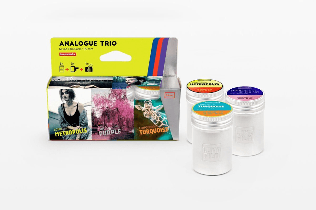 Lomography Analogue Trio Mixed Film Pack 35mm - Color Negative, Black & White, and Slide Films for Creative Photography - Perfect for Street, Portrait, and Travel Photography