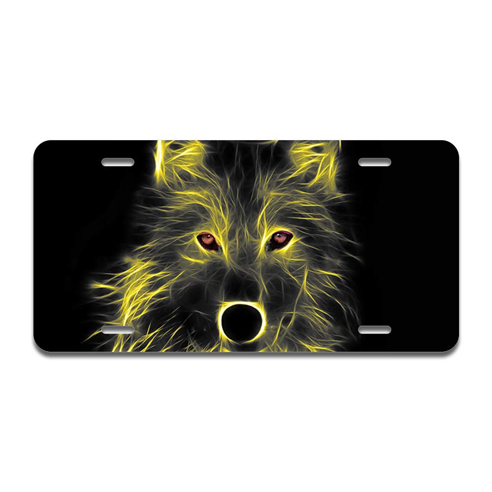 SignMission Neon Wolf Aluminum License Plate 12