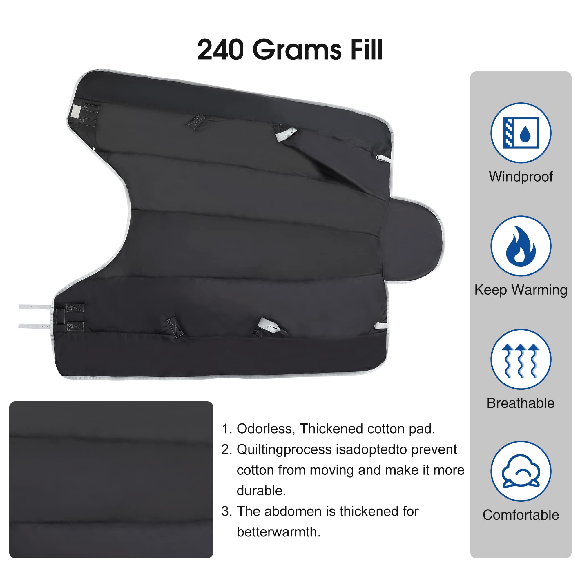 1200D Heavy Duty Horse Turnout Blanket - Winter Waterproof Horse Blanket for Cold Weather - Navy Blue 82 Inch - Ideal for Outdoor Riding, Stable, and Pasture Use