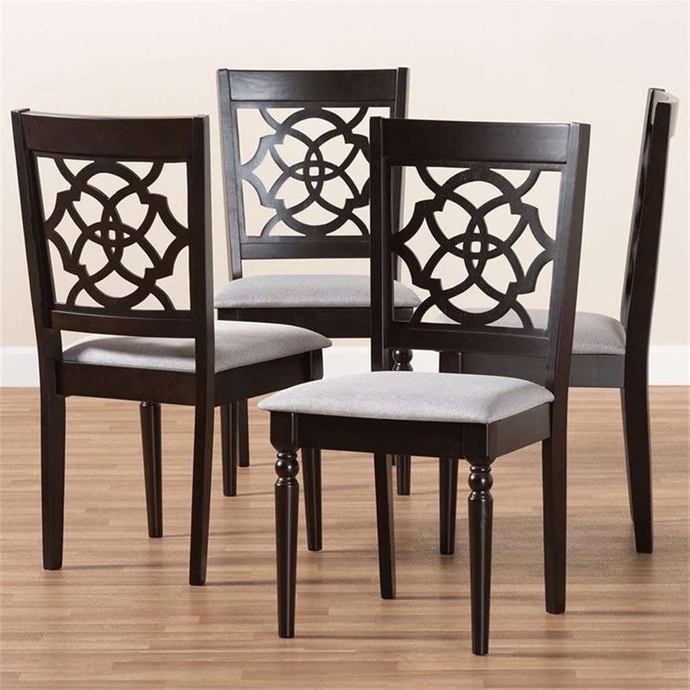 Baxton Studio Renaud Wood Dining Chairs Set of 4 - Gray & Espresso Finish - Modern Kitchen & Dining Room Furniture for Home & Restaurant Use