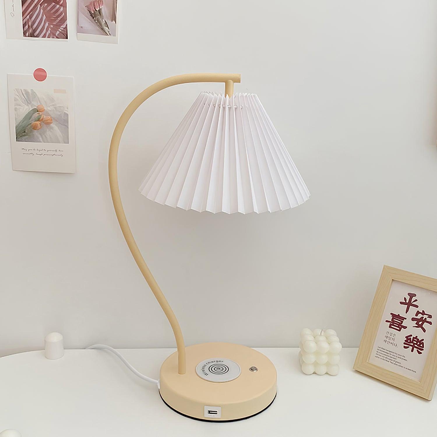 Elegant Crescini Pleated Table Lamp - Modern Home & Office Lighting for Bedroom, Living Room, and Study - Soft Ambient Light Decor