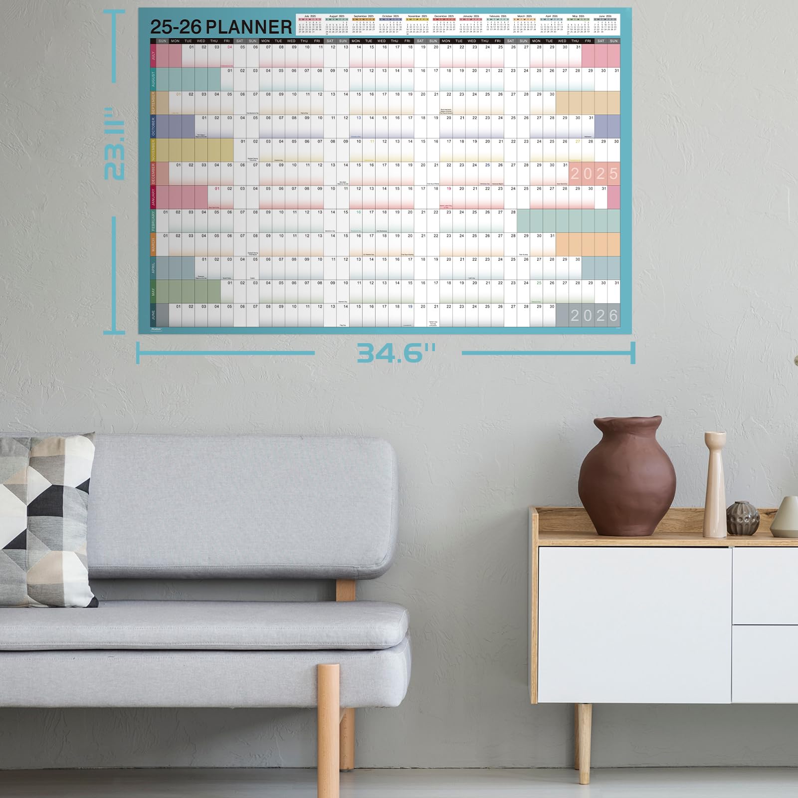 2025-2026 Large Wall Calendar with Julian Dates | 23.1