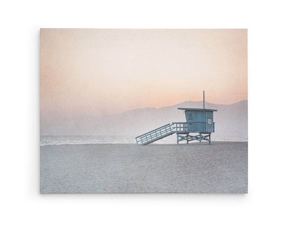 Lifeguard Tower Canvas Art Print - 24x30 Inch Beach Wall Decor for Coastal Home, Office & Vacation Rental
