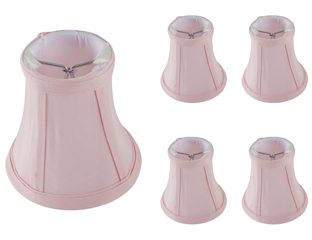 EFINEHOME Mini Clip-On Lamp Shade for Candelabra Bulbs - Barrel Fabric Shade Fits Candle Bulbs, Chandeliers & Wall Lamps - DIY Lighting Accessories (5-Pack, Pink) - Perfect for Bedroom, Living Room & Home Decor