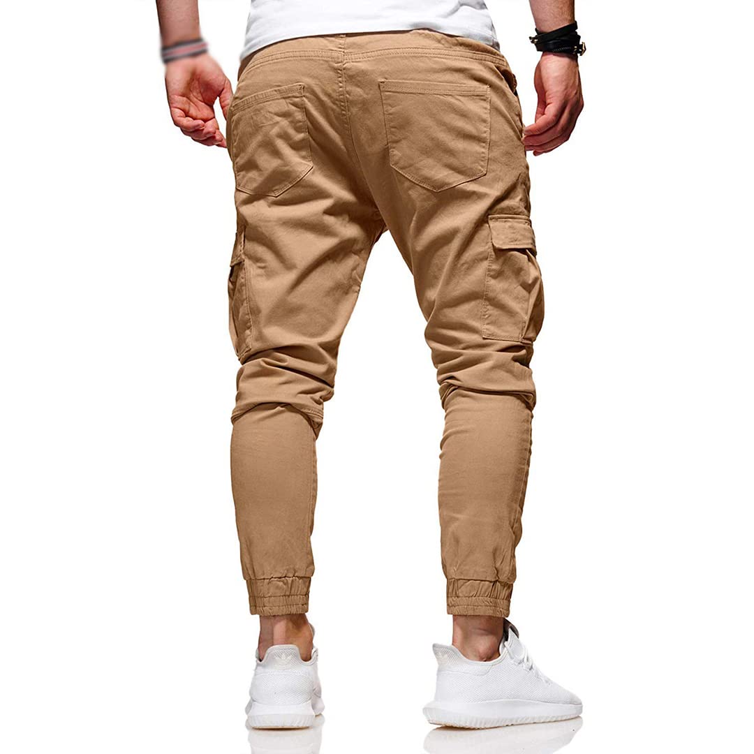 Men's Athletic Jogger Pants - Chino Style with Drawstring, Cargo Pockets & Tapered Fit for Workout, Running, Gym & Casual Wear | Comfortable Sports Jogging Trousers for Fitness & Outdoor Activities