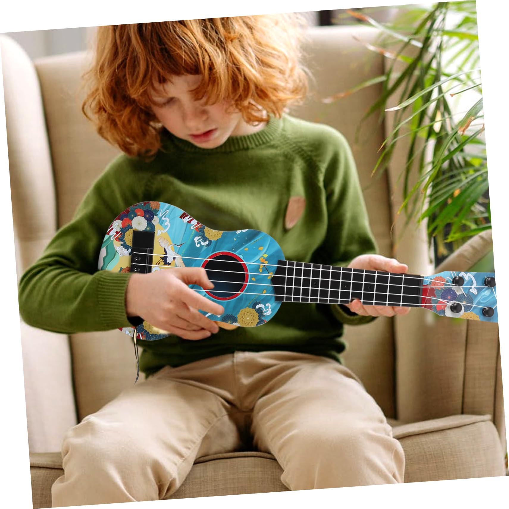 ORFOFE 21 Inch Ukulele - Wooden Mini Guitar for Kids & Beginners | Portable Musical Instrument for Travel, Beach, Camping & Home Play