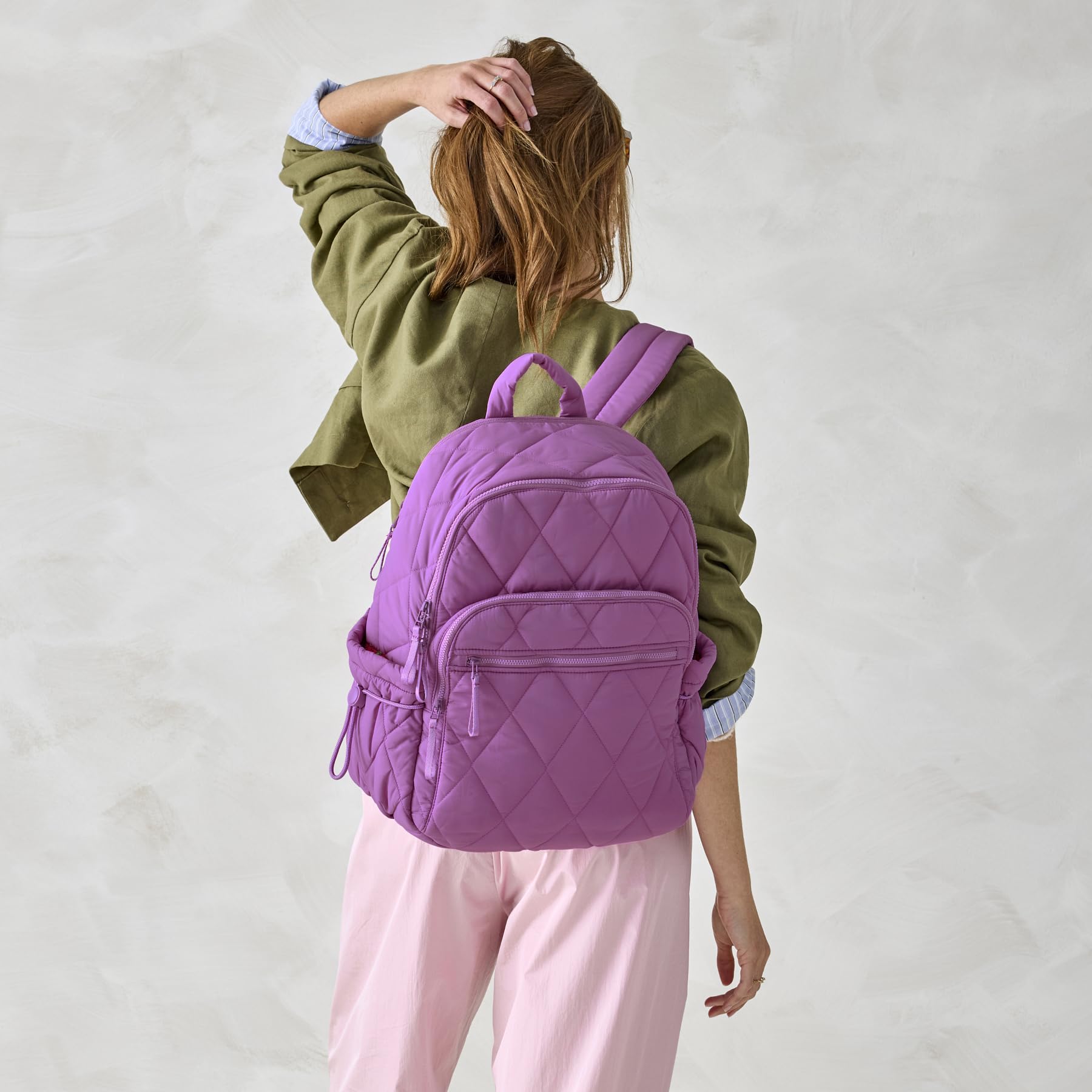 Vera Bradley Featherweight Bancroft Backpack - Lightweight Travel Backpack for Women, Iris Orchid Floral Print, Perfect for School, Work & Travel