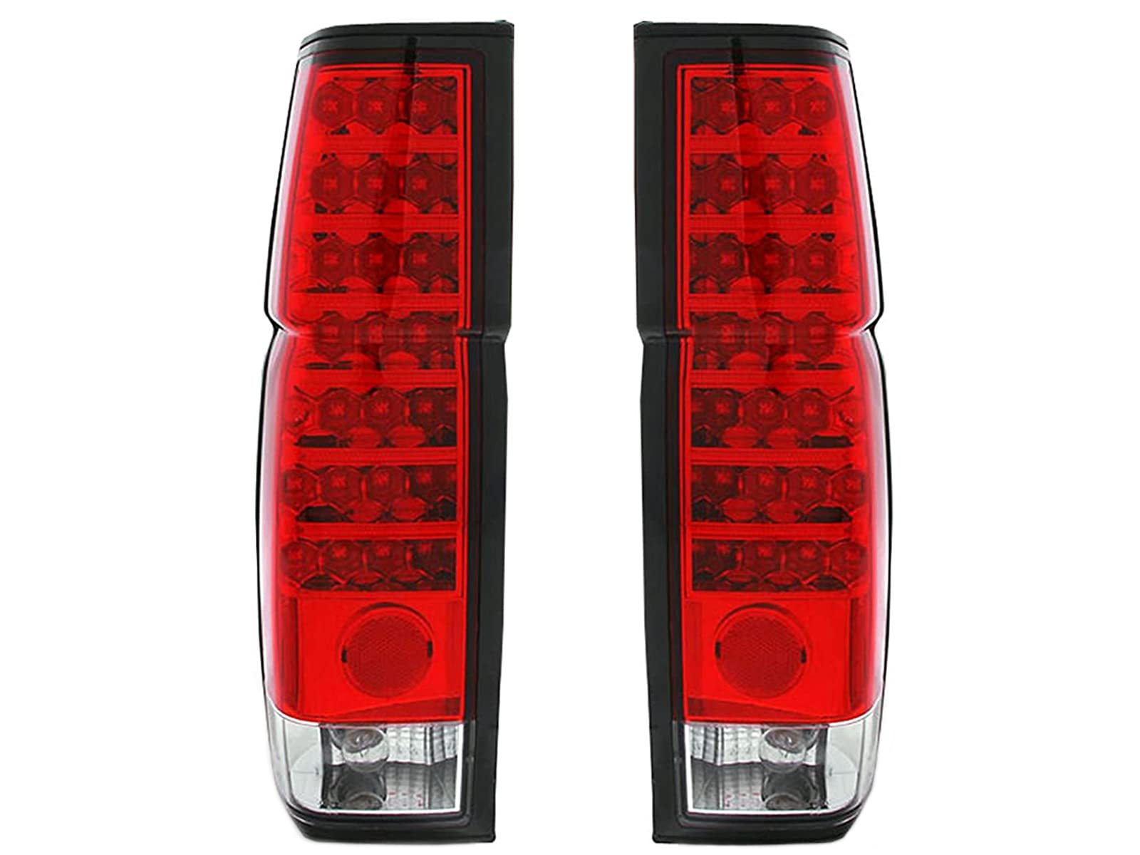 AmeriLite Red/Clear LED Tail Lights for Nissan Hardbody - Left & Right Pair - Durable, Bright, Easy Installation for Pickup Trucks & Off-Road Adventures