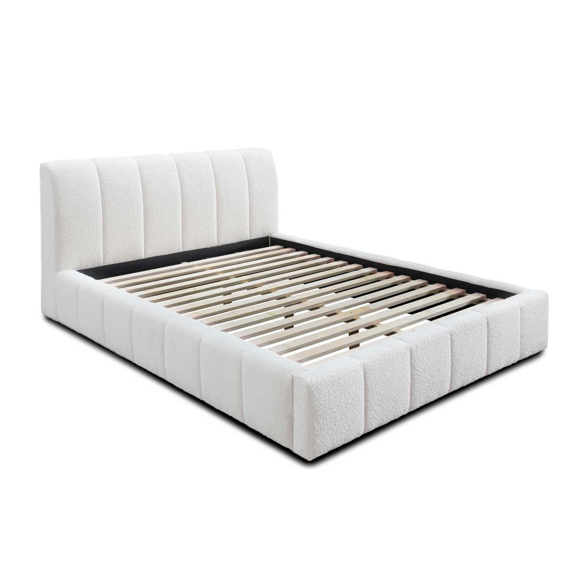 Allocco Boucle Queen Bed - Soft & Luxurious Upholstered Bed Frame for Bedroom - Perfect for Modern, Cozy, and Elegant Home Decor