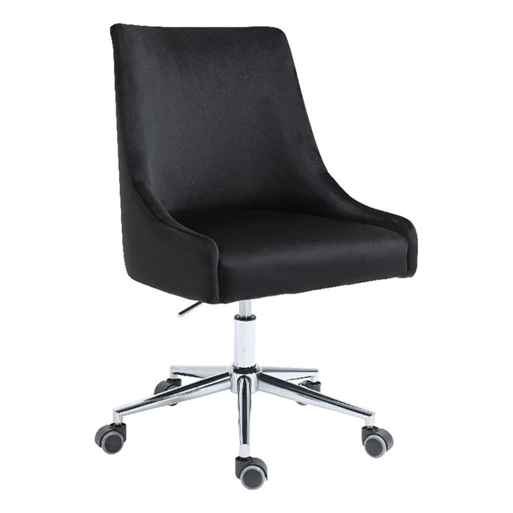 MAKLAINE Modern Velvet Swivel Adjustable Office Chair - Ergonomic Desk Chair with Lumbar Support, Black - Perfect for Home Office, Gaming, and Workspace