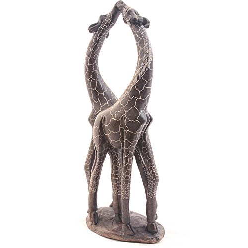 Handmade African Fair Trade Shona Sculpture - Loving Giraffes Statue 19-20