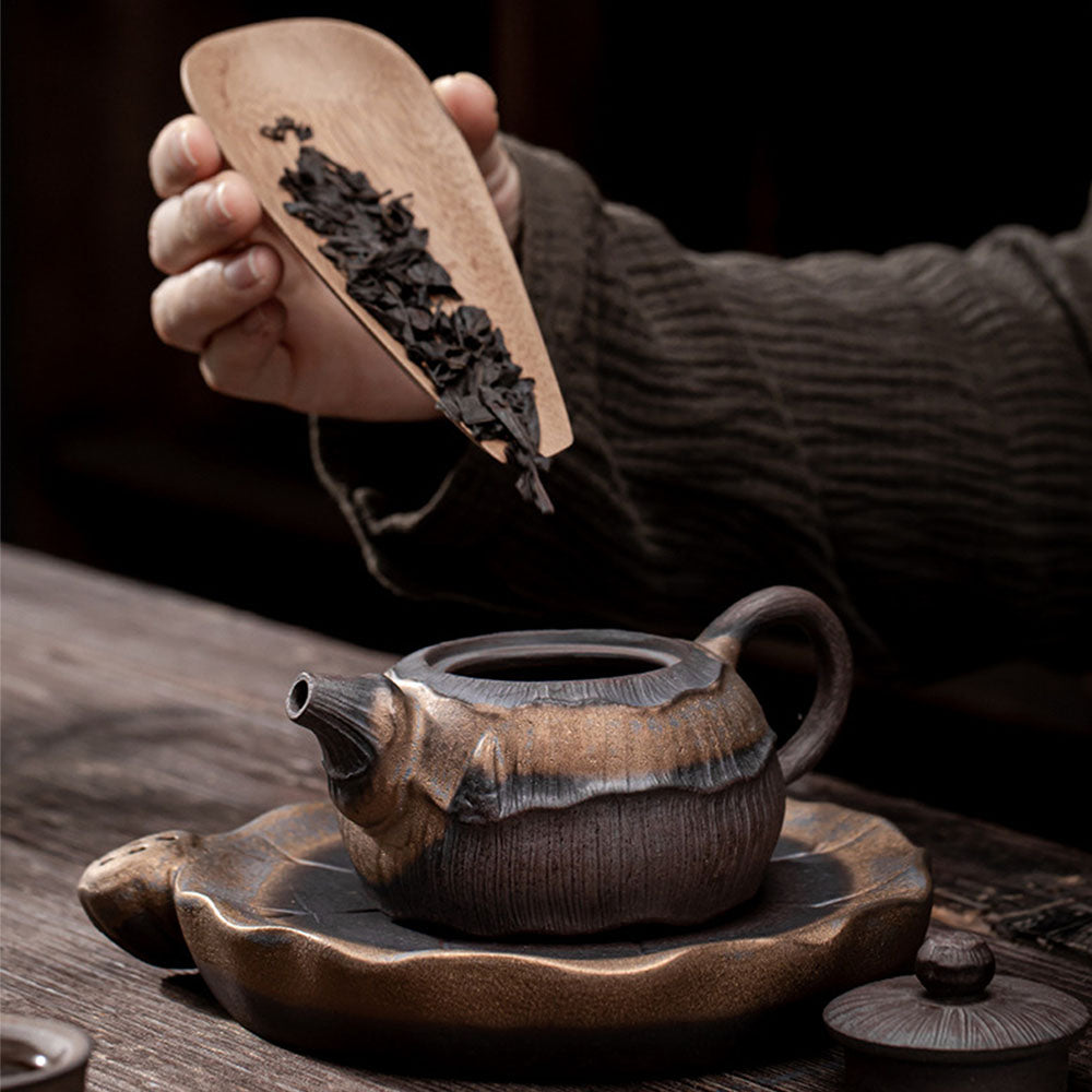 Japanese Iron Glazed Lotus Teapot - Handcrafted Ceramic Tea Pot with Infuser, Perfect for Matcha, Herbal Tea & Home Decor | Ideal for Tea Ceremonies, Gifts & Zen Style Kitchens
