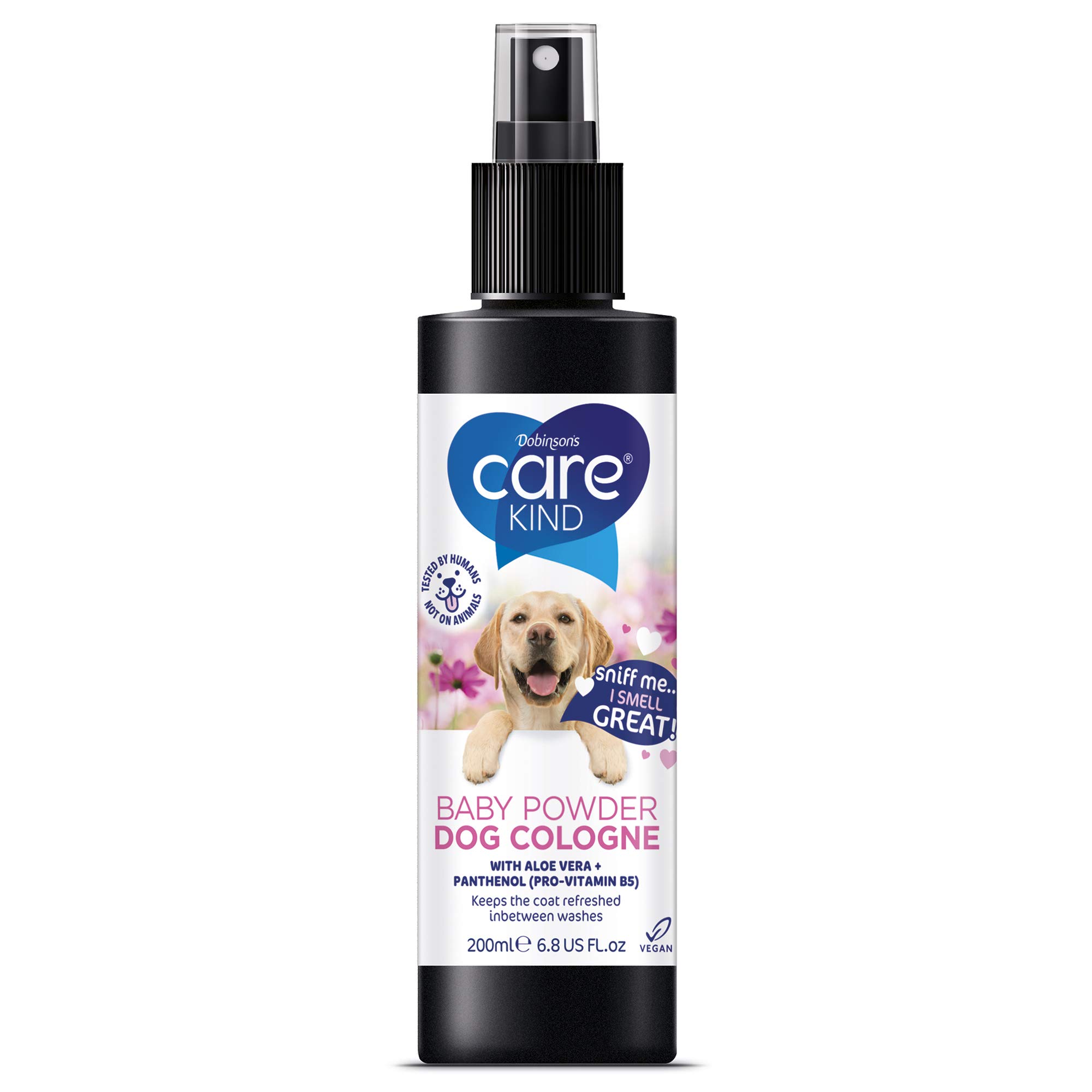 CareKind Baby Powder Scented Dog Cologne Spray - 200ml Vegan Pet Deodorizer with Spray Pump | Puppy & Dog Odor Eliminator for Freshness | Use After Bathing with Baby Powder Dog Shampoo for Long-Lasting Fragrance