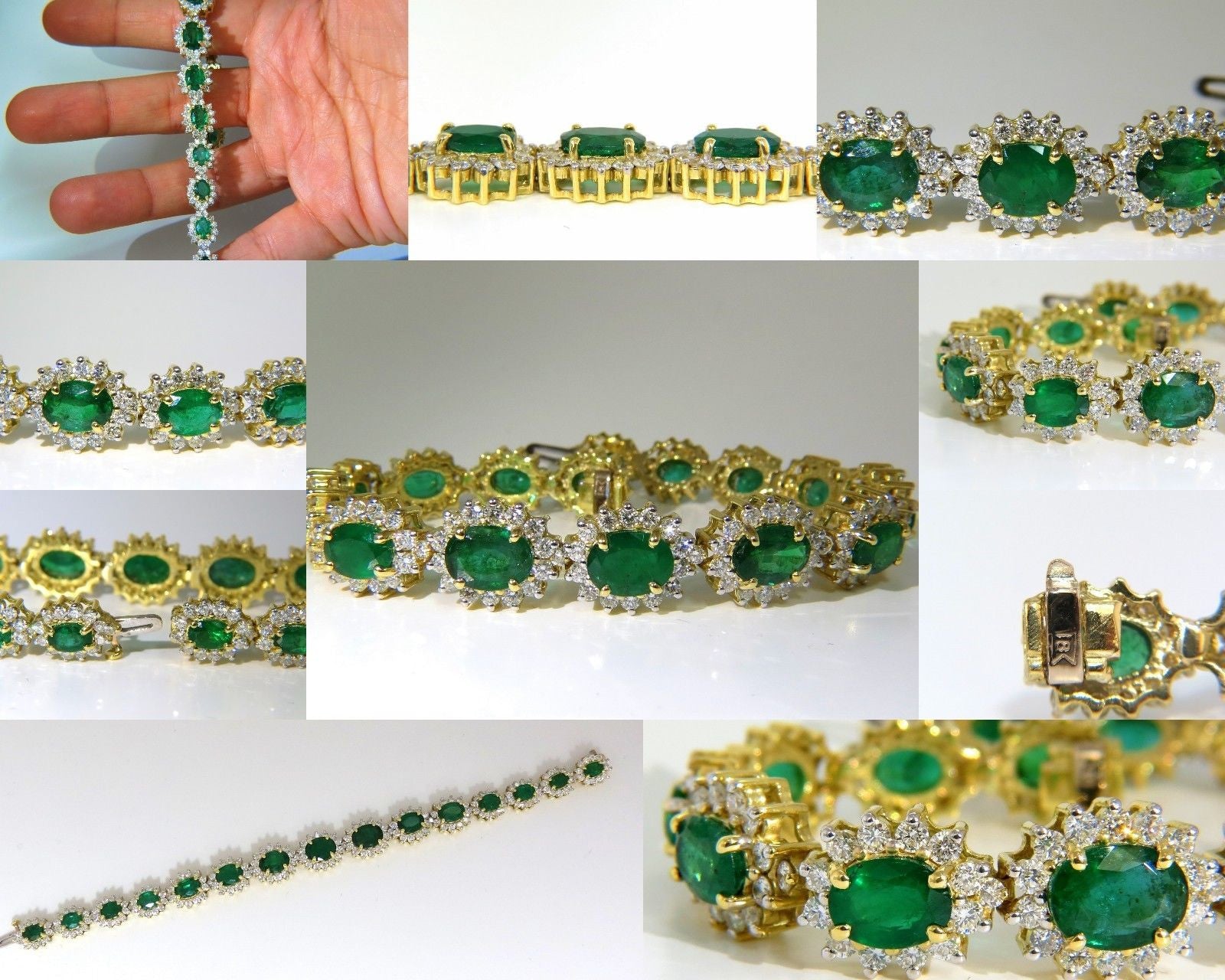 22.50CT Natural Zambian Vivid Green Emerald & Diamond Bracelet in 18KT Gold (G/VS) - Perfect for Weddings, Anniversaries & Special Occasions