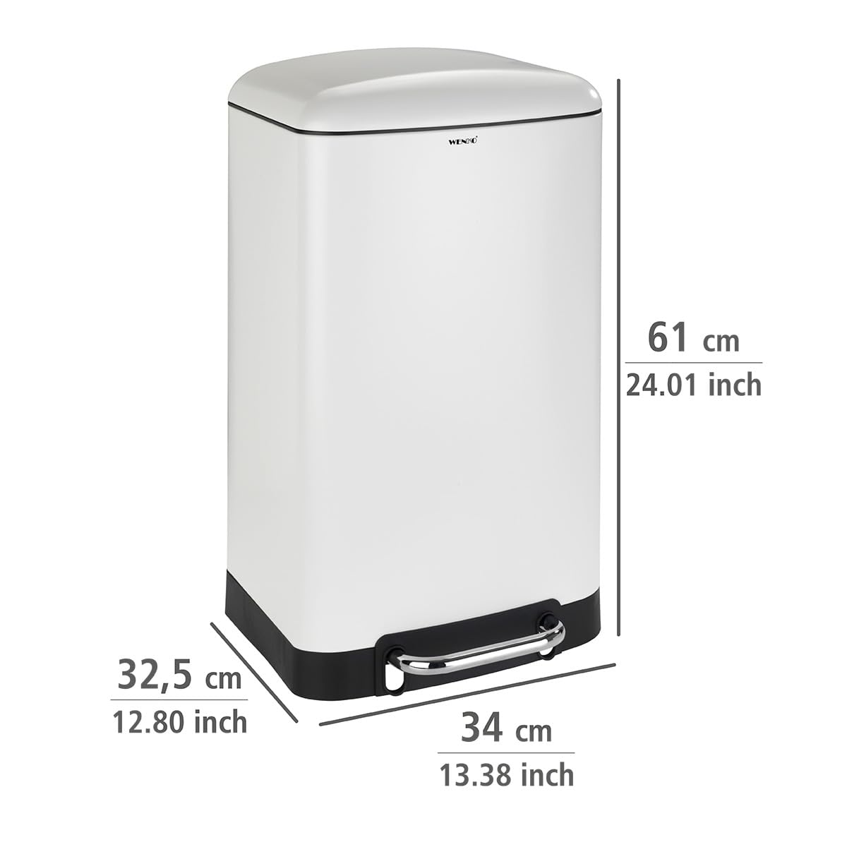 8 Gallon Stainless Steel Trash Can with Foot Pedal - Hands Free Kitchen Garbage Bin with Lid, 13.4x24x12.8 Inch (White) - Perfect for Home, Office, and Restaurant Use